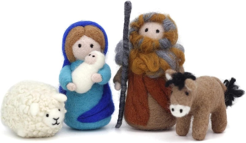 ThinkThings Nativity Felting Kits,Needle Felting kit,Gift Needle Felting Kits for Beginners,Wool Felting Doll with DIY Instruction (4PCS Kits) - Image 1